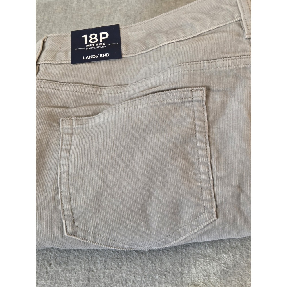 Lands End Womens 18P Corduroy Pants Bootcut Leg Mid Rise Gray Stretch NEW - Picture 7 of 13